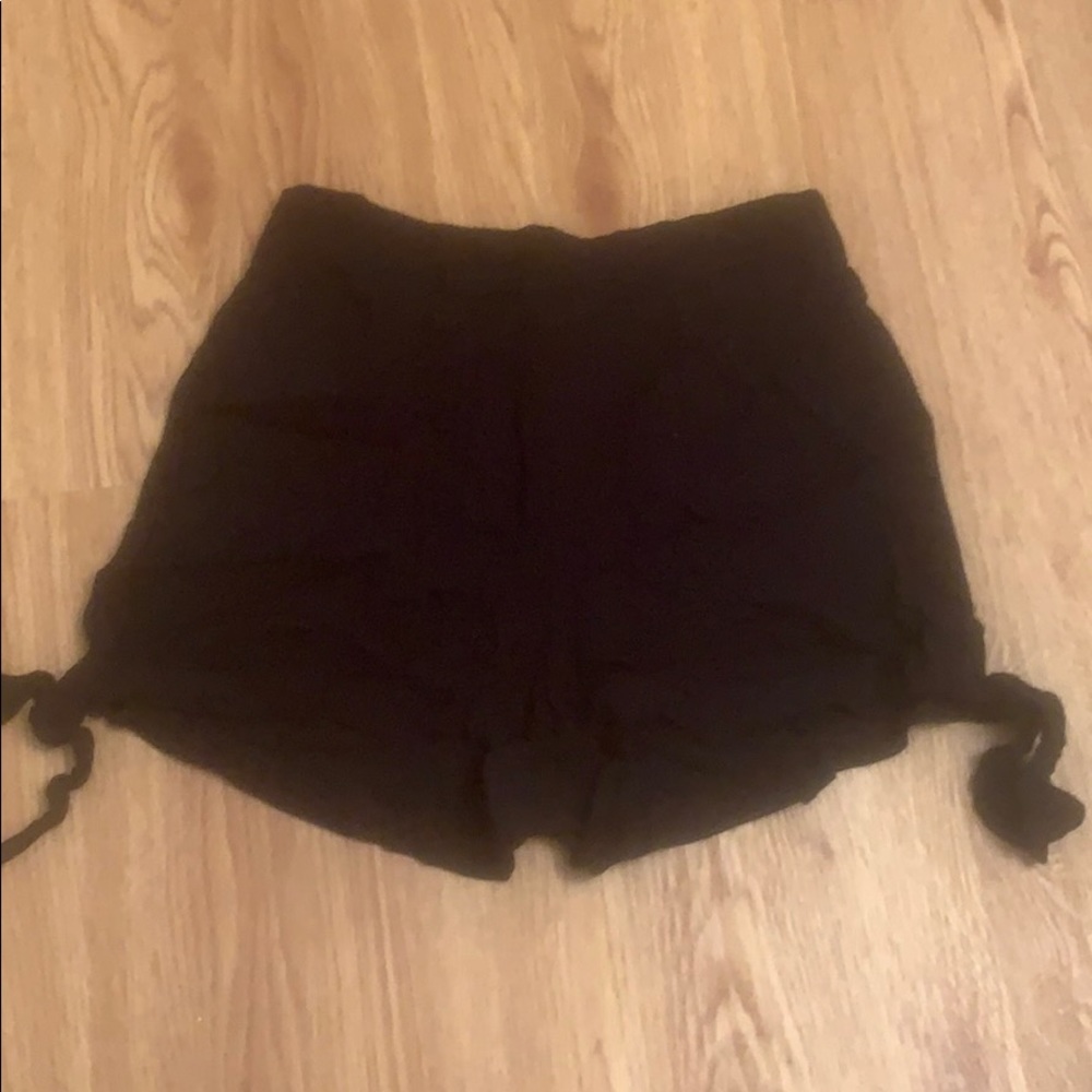 Black comfy flowy shorts with knot side detail
